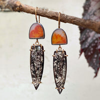 Dendritic Agate and Black Rutilated Quartz Earrings